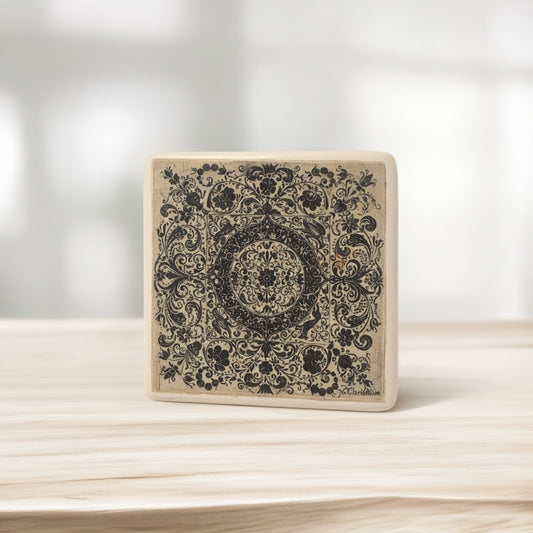 Porcelain Art Magnet | Goldsmiths Ornament in Square | 17th Century French Art