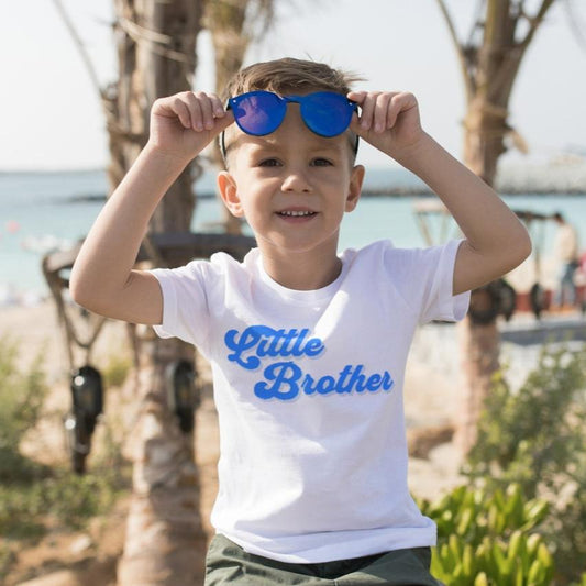 Retro "Little Brother" Tee | Little Boy T-shirt | Brother Shirt | Kid Shirt | Blue T-Shirt | Matching Sibling Shirts | Little Brother Gift